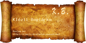 Klézli Boglárka névjegykártya
